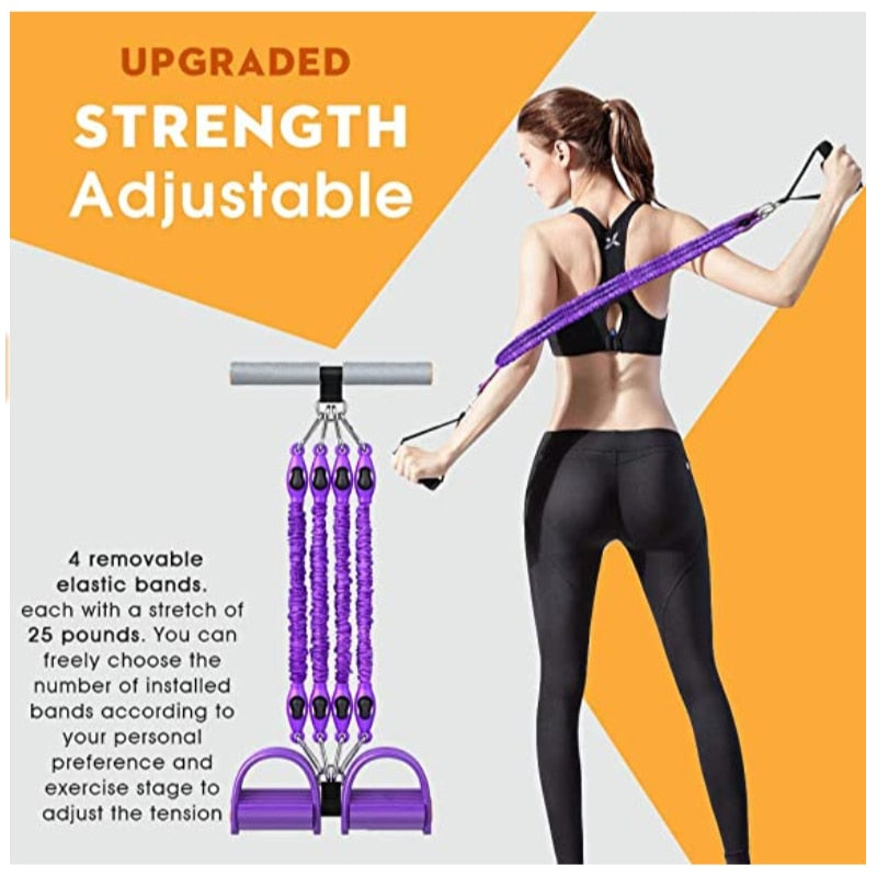 Multifunction Fitness Pedal Exerciser Elastic Resistance Rope
