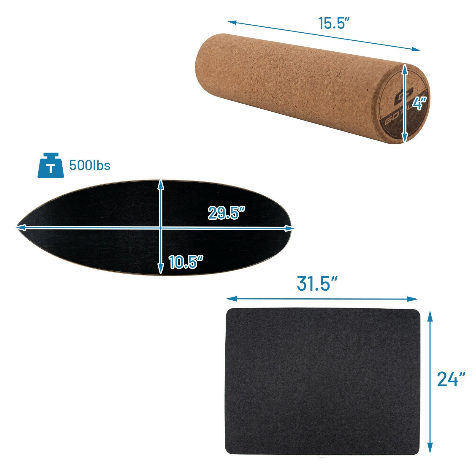 Black Balance Board Trainer Core Strength Exercise