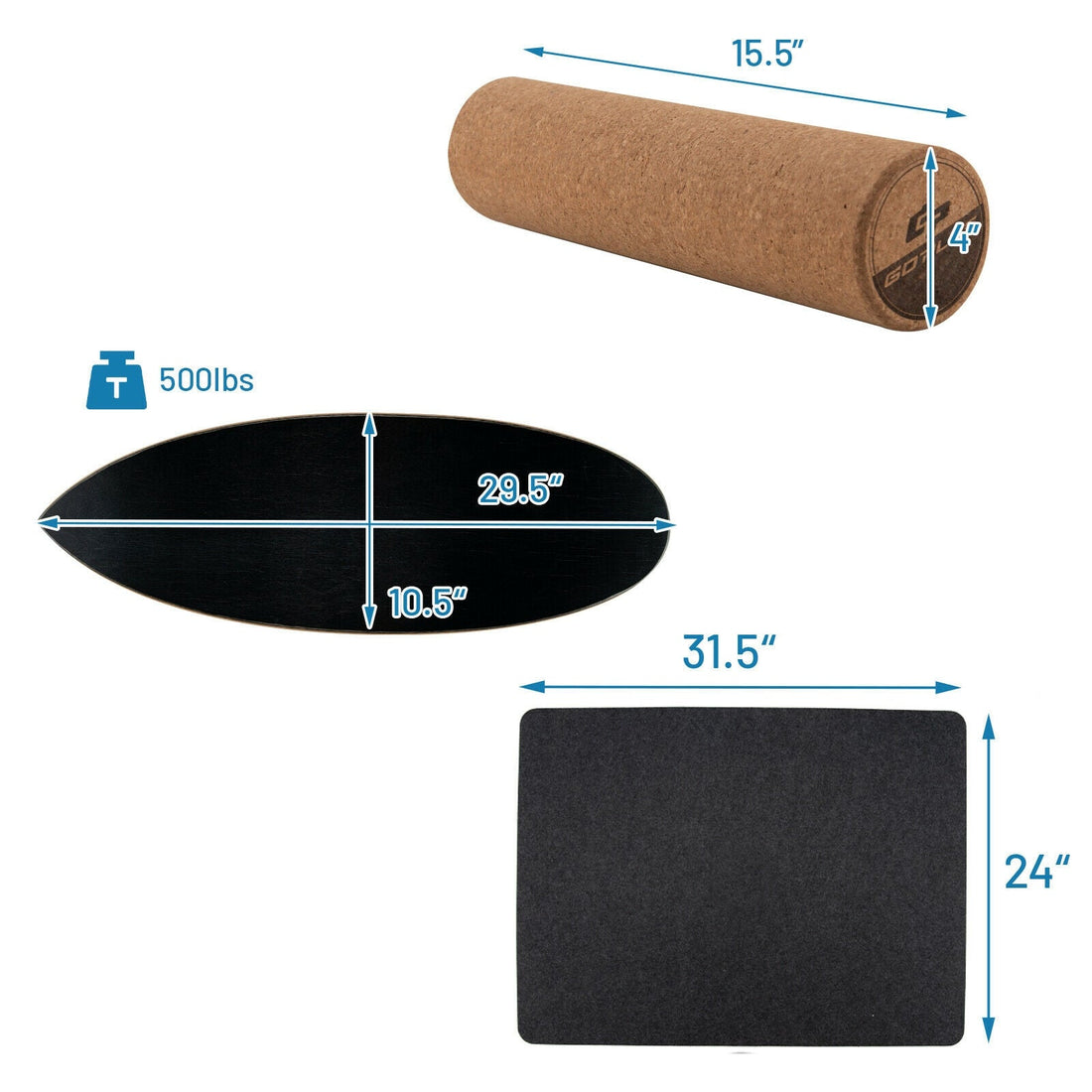 Black Balance Board Trainer Core Strength Exercise
