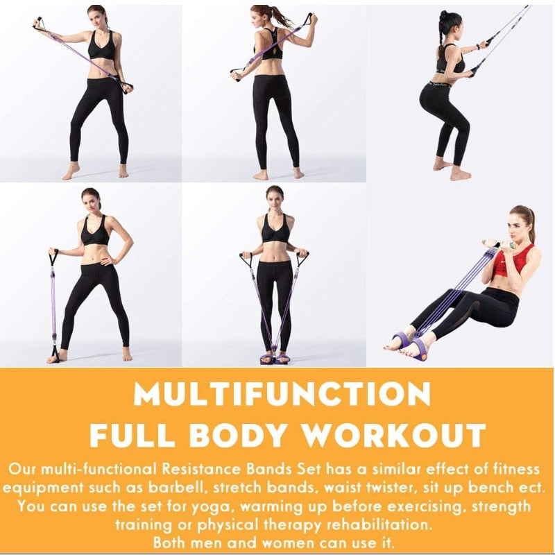 Multifunction Fitness Pedal Exerciser Elastic Resistance Rope