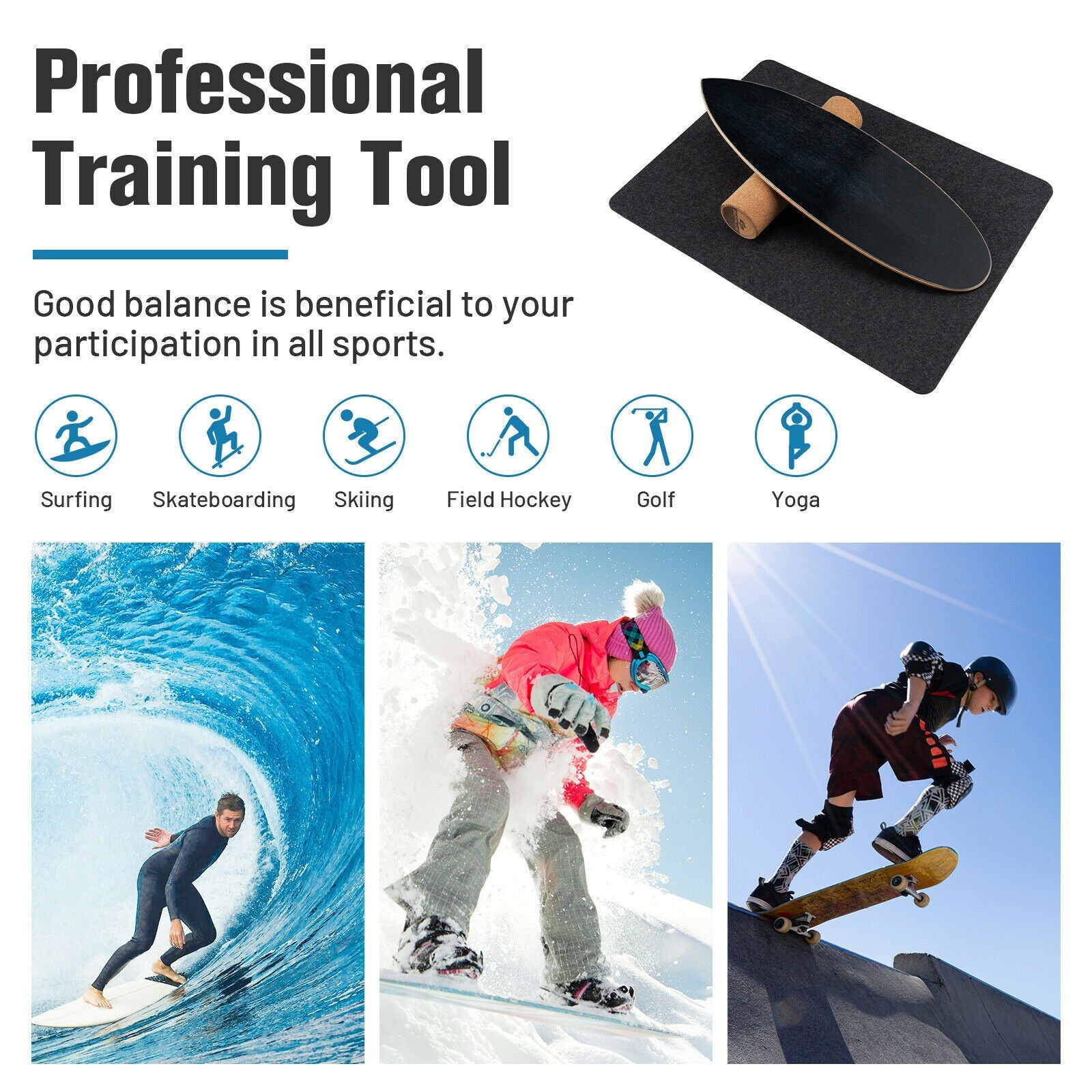 Black Balance Board Trainer Core Strength Exercise