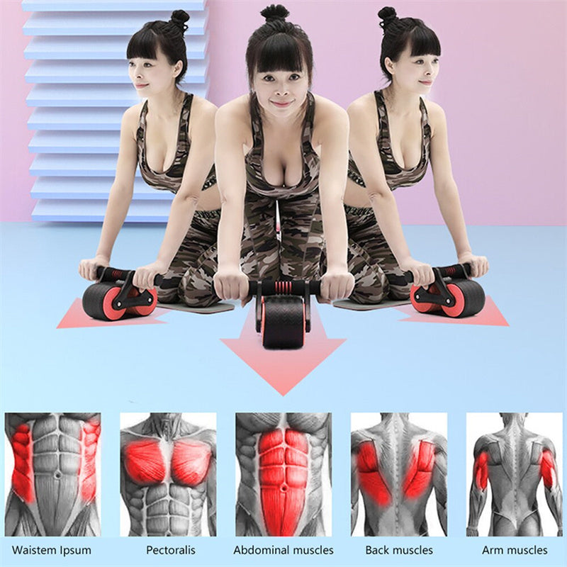 Double Wheel Automatic Rebound Abdominal Exercise Roller