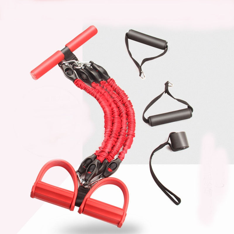 Multifunction Fitness Pedal Exerciser Elastic Resistance Rope