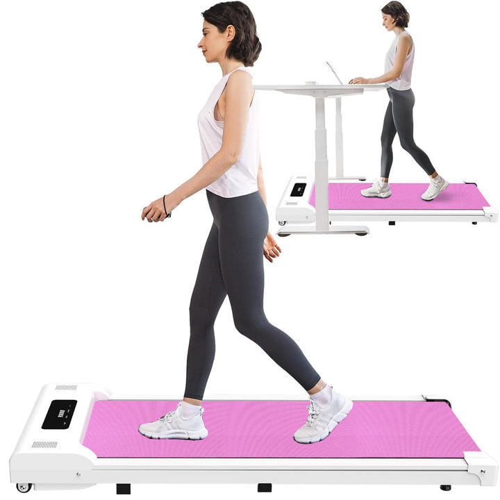 Pink Under Desk Treadmill Walking Pad Remote Display