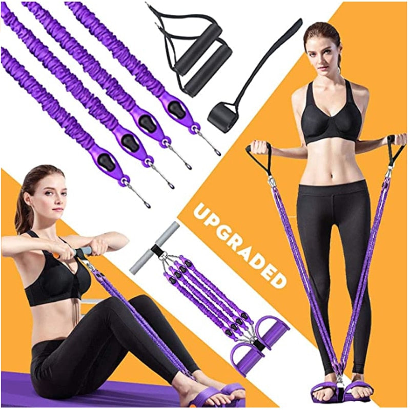Multifunction Fitness Pedal Exerciser Elastic Resistance Rope