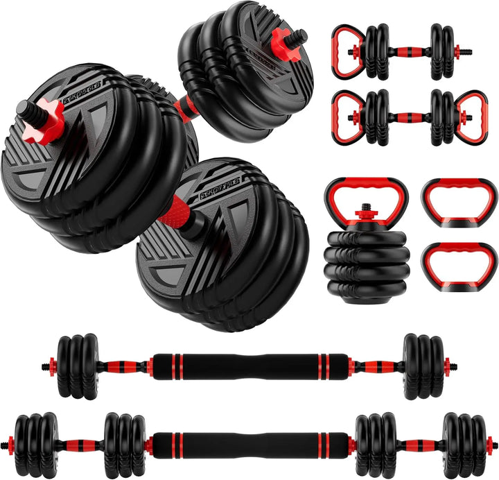 5-in-1 Adjustable Dumbbell Barbell Kettlebell Home Gym
